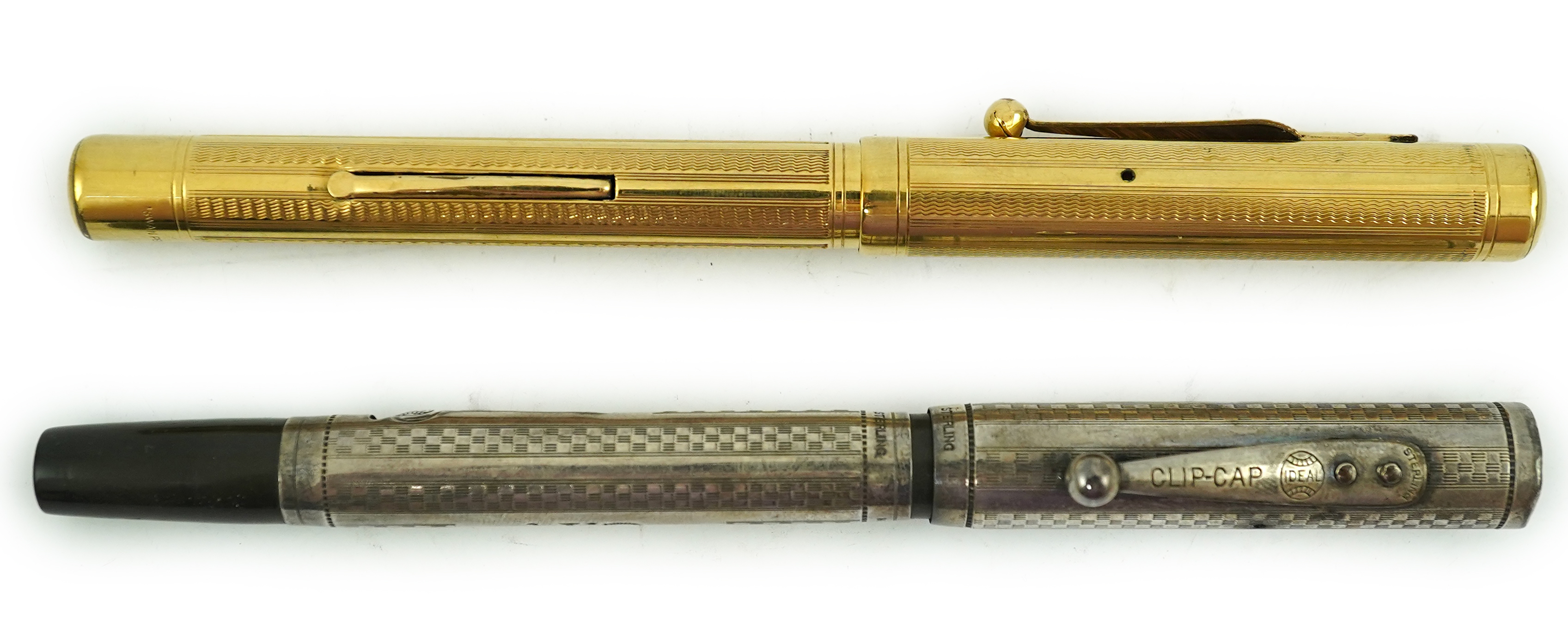 A Swan lever fill fountain pen and a sterling silver Waterman